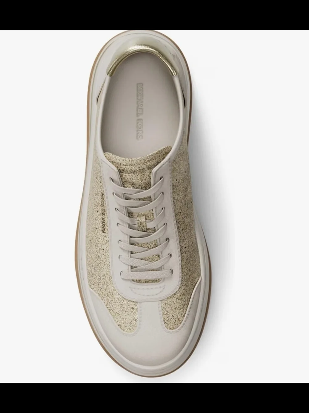 Michael Kors Cream and Gold Glitter Platform Sneaker